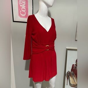Lennie for Nina Leonard Red V neck Small
